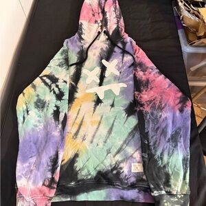Tie-Dye Hoodie with Graphic Face